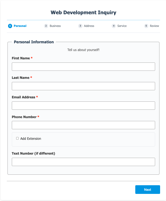 Web Development Inquiry Form