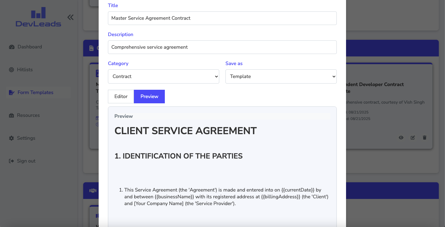 Document Templates Manager
